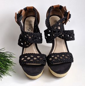 🔴 ROUGE HELIUM  Platform Sneakers Crochet Wedges